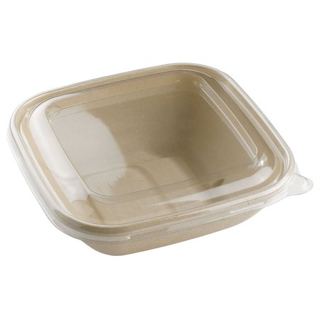ABENA Lids, To-Go Containers, Fits Abena Eco Products #133220, Clear, Square, 6.9"L x 6.9"W x 0.67"H 133221